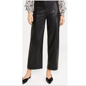 Ann Taylor Faux Leather Wide Leg Crop Pants